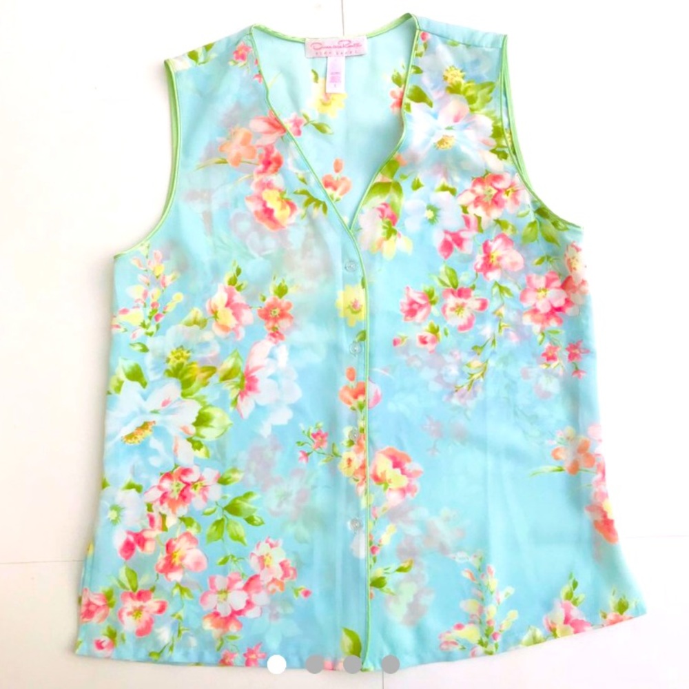 NWOT Oscar de La Renta Sheer Floral Top